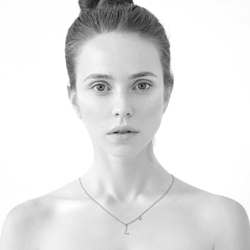Solid 925 Sterling Silver Initial Crystal Personalised Alphabet Letter Necklace Silver